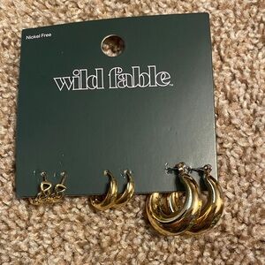 Wild Fable Shiny Gold Earring Trio